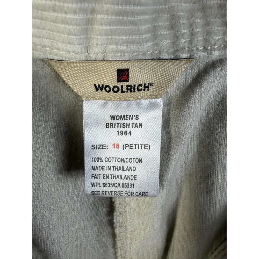 Woolrich Pants Womens 18 Petite Beige Corduroy Relaxed Fit Casual Khakis Pockets